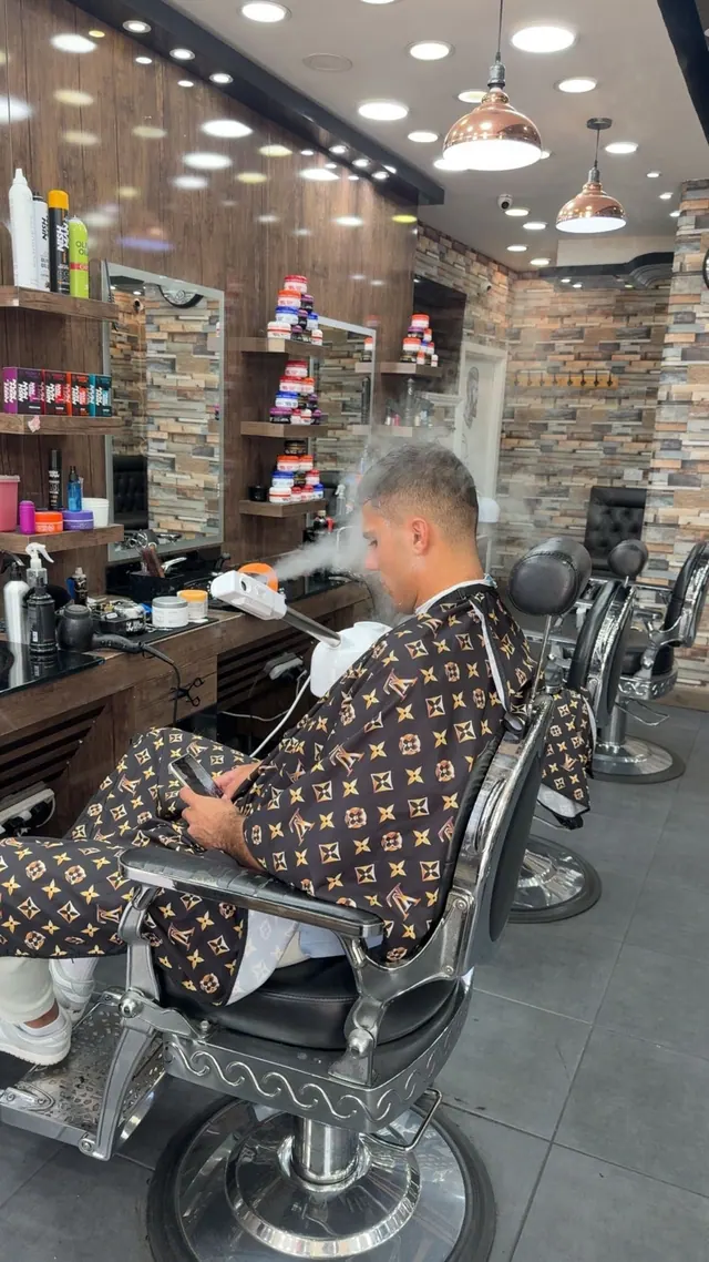 A steam treatment in the barber chair